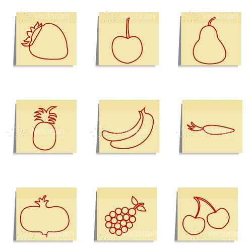 Sketched Fruit on Sticky Labels